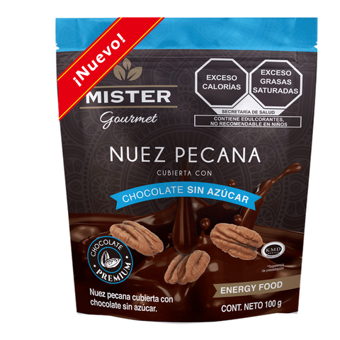 Nuez Pecana Cubierta de Chocolate Sin Azúcar Mister 100 g